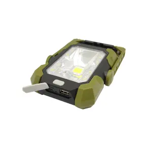 Projecteur LED Multifonctions - Rechargeable Solaire & USB  <br> Power Bank - Etanche - Aimant et Crochet pour Fixation
