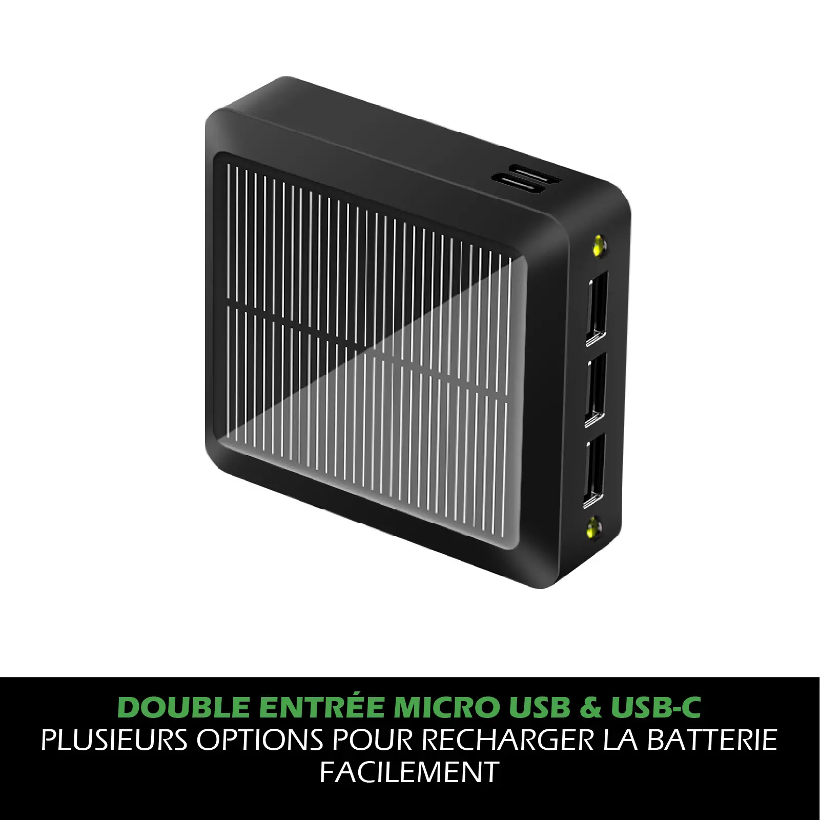 Batterie Externe Compacte Rechargeable Solaire & USB - Triple sortie USB - 10000mAh – Image 7