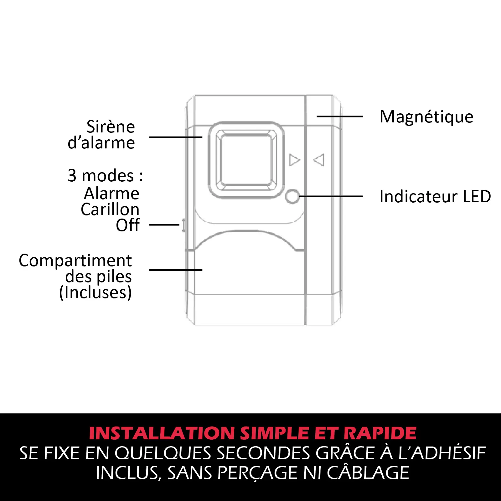 Lot de 2 x Mini alarme fenêtre/porte (Avec fonction carillon) – Image 6