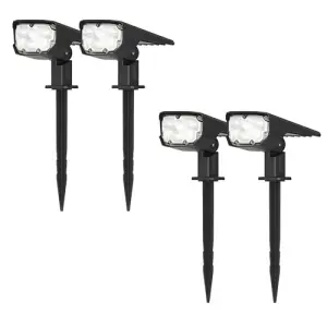 (Lot de 4) Projecteur Paysagiste Solaire Extérieur Haute luminosité Mural et sur Piquet Blanc 6000K