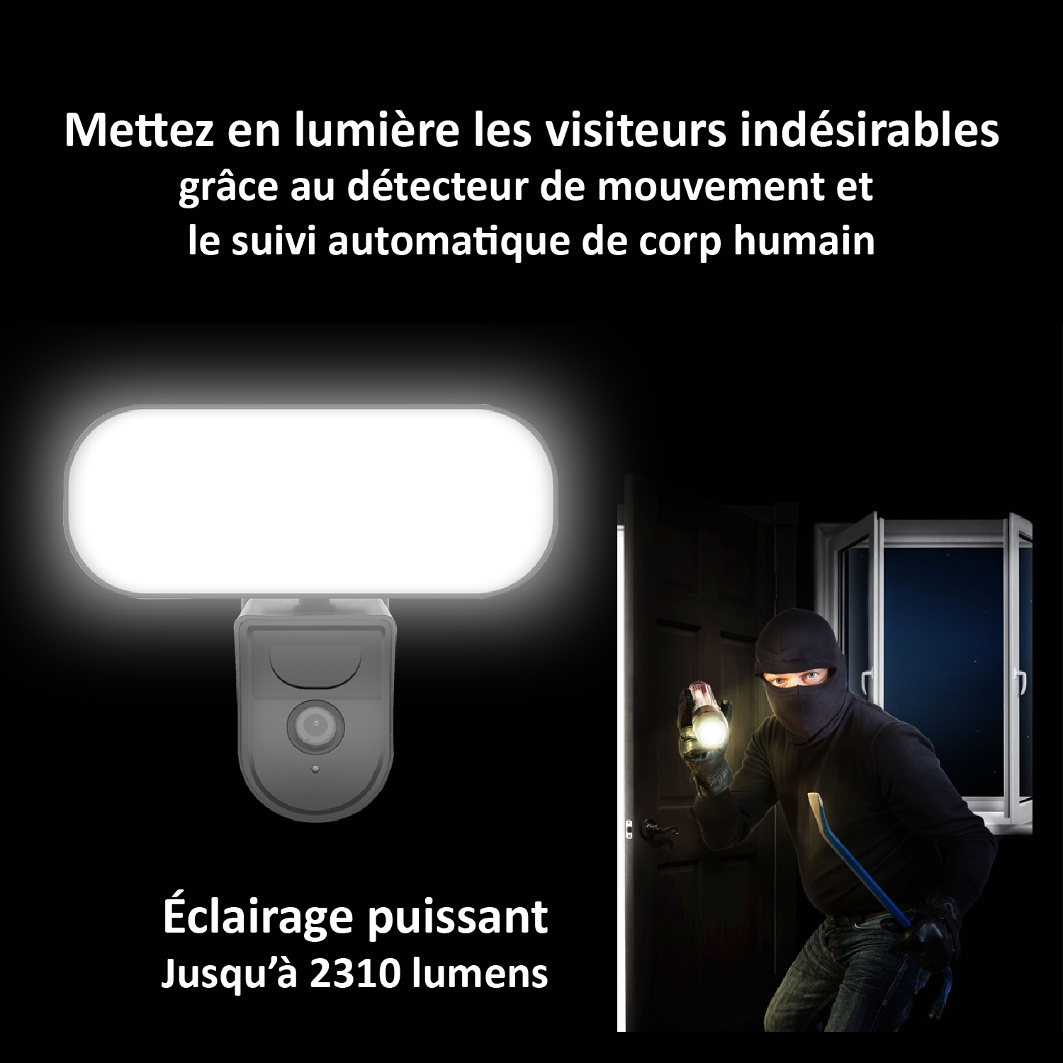 Caméra extérieure et intérieure filaire avec une fonction d'éclairage
