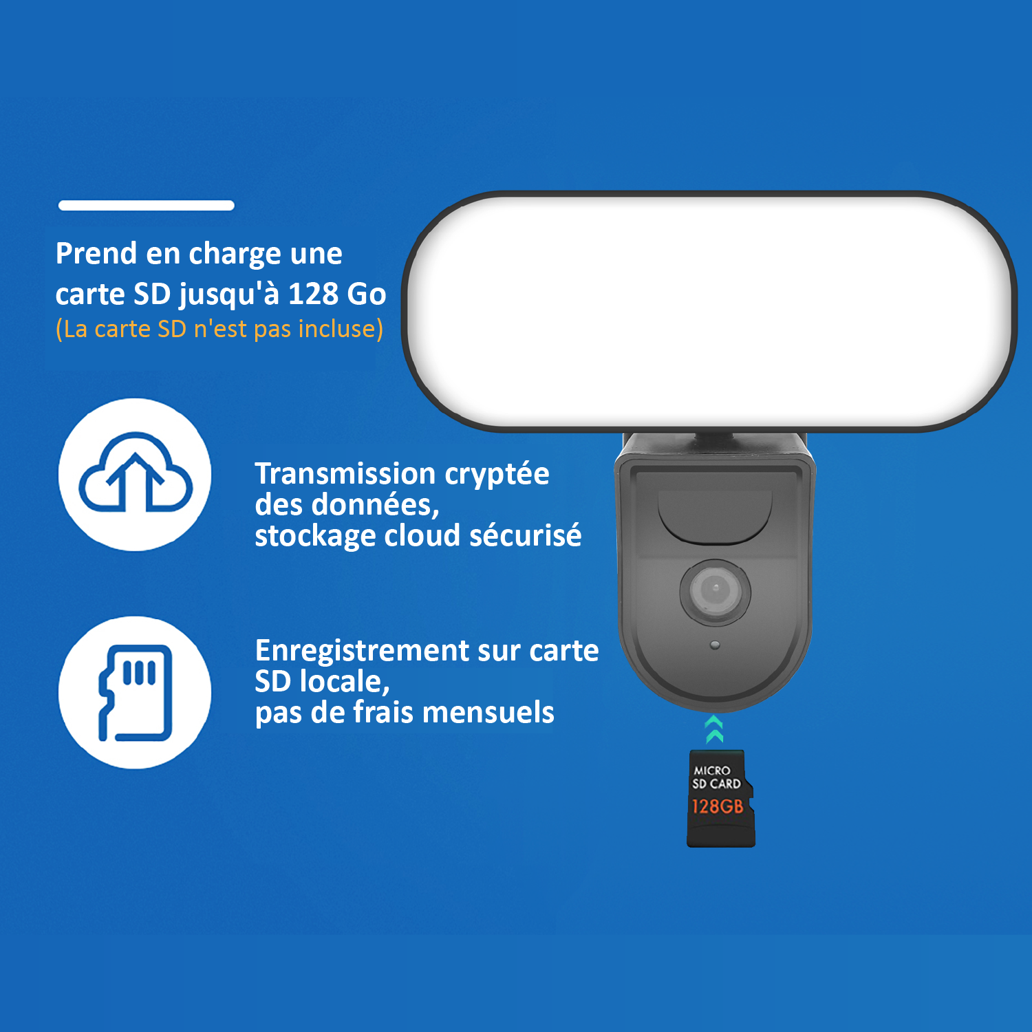 Caméra extérieure et intérieure filaire avec une fonction d'éclairage