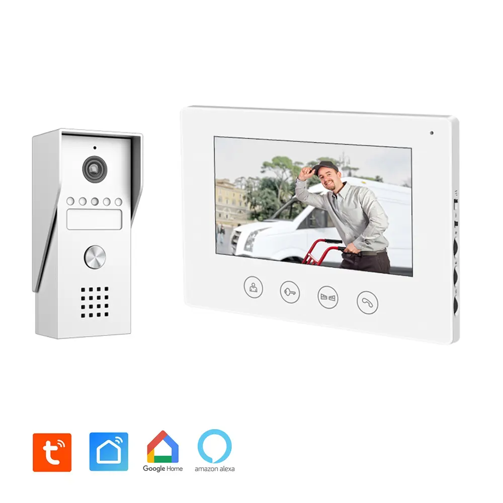 Portier Vidéo filaire connecté Wifi avec Ecran tactile 7'' - 2 fils - Contrôle vocal