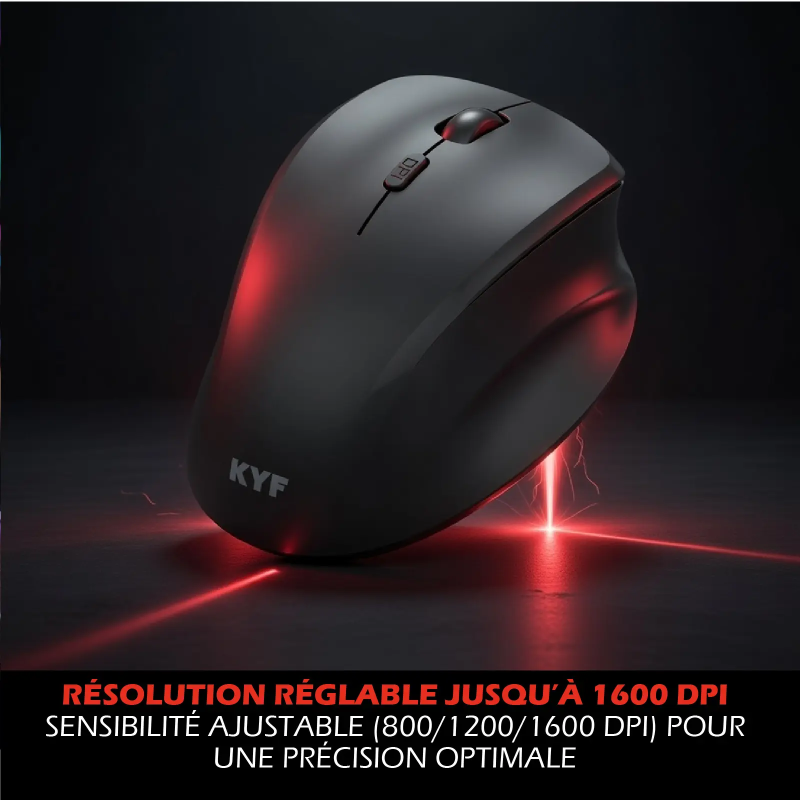 Souris connectée USB & WIFI 2,4Ghz Ergonomique, Idéal Gaming – Image 3