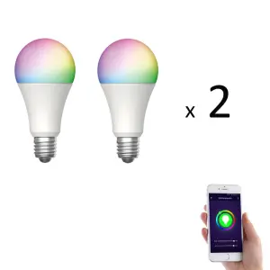 Lot de 2 x Ampoule E27 LED connectée RVB 8,5W >800 lm