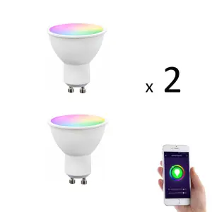 Lot de 2 x Ampoule GU10 LED connectée RVB 4,8W >380 lm