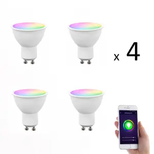 Lot de 4 x Ampoule GU10 LED connectée RVB 4,8W >380 lm