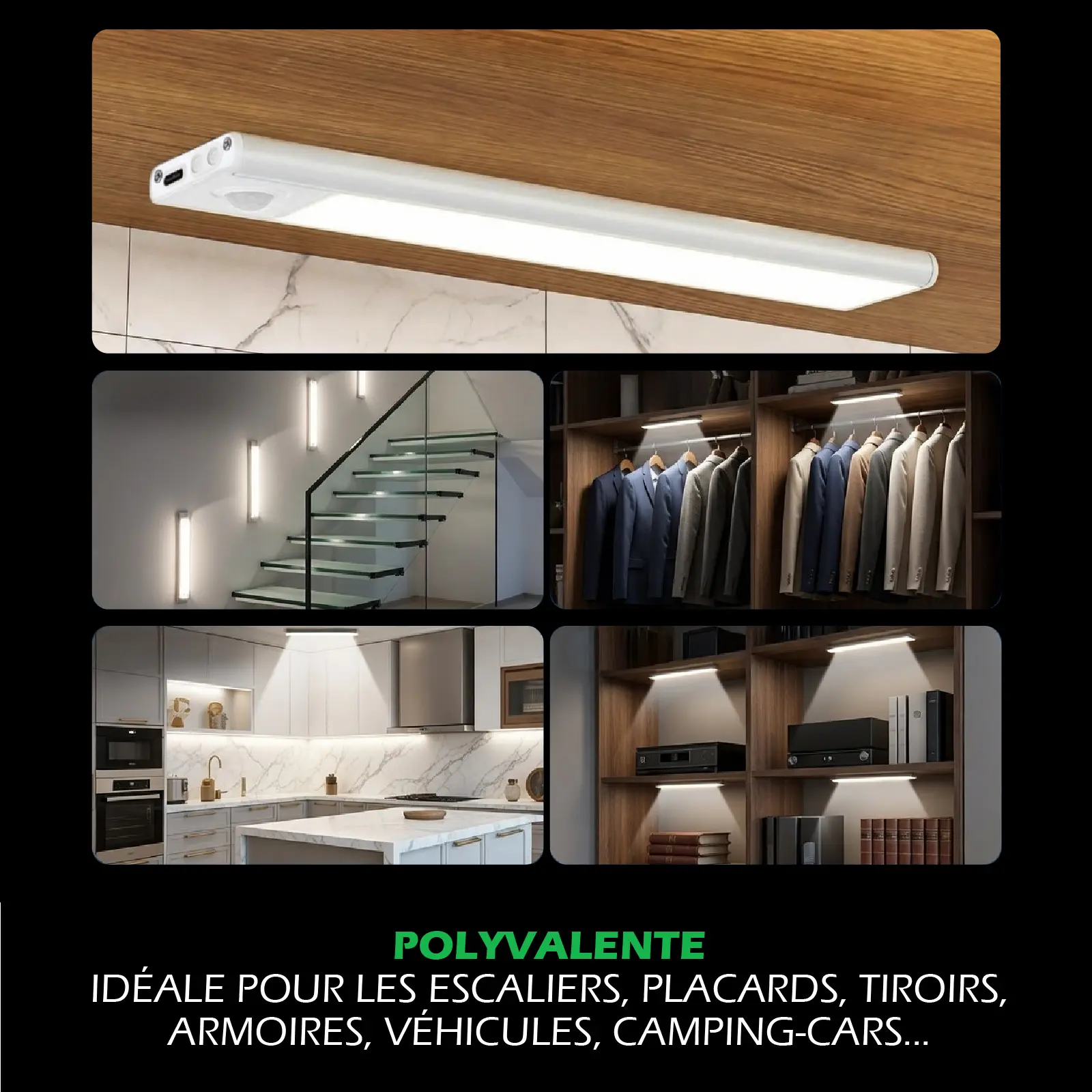 Barre LED Ultra slim à détection de mouvement 70 lumen 30 cm – Image 2