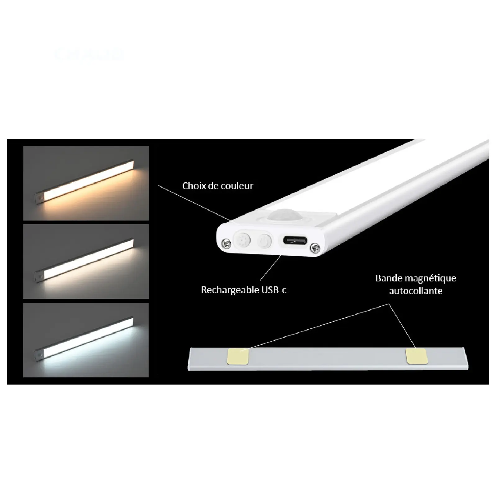 Barre LED Ultra slim à détection de mouvement 70 lumen 30 cm – Image 7