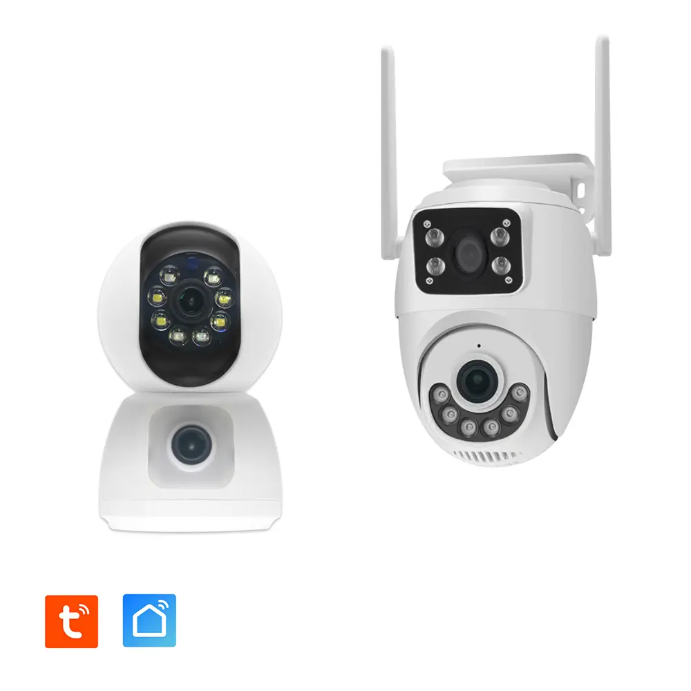 Pack Sécurité Double Caméra IP – Intérieure & Extérieure Rotatives PT motorisées WIFI 2,4Ghz