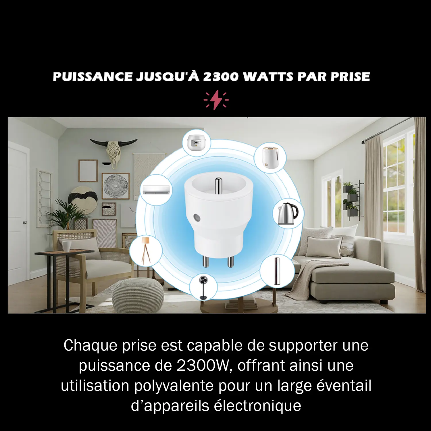 Lot de 3 prises intérieures 2300W télécommandées + Télécommande 3 cannaux – Image 4
