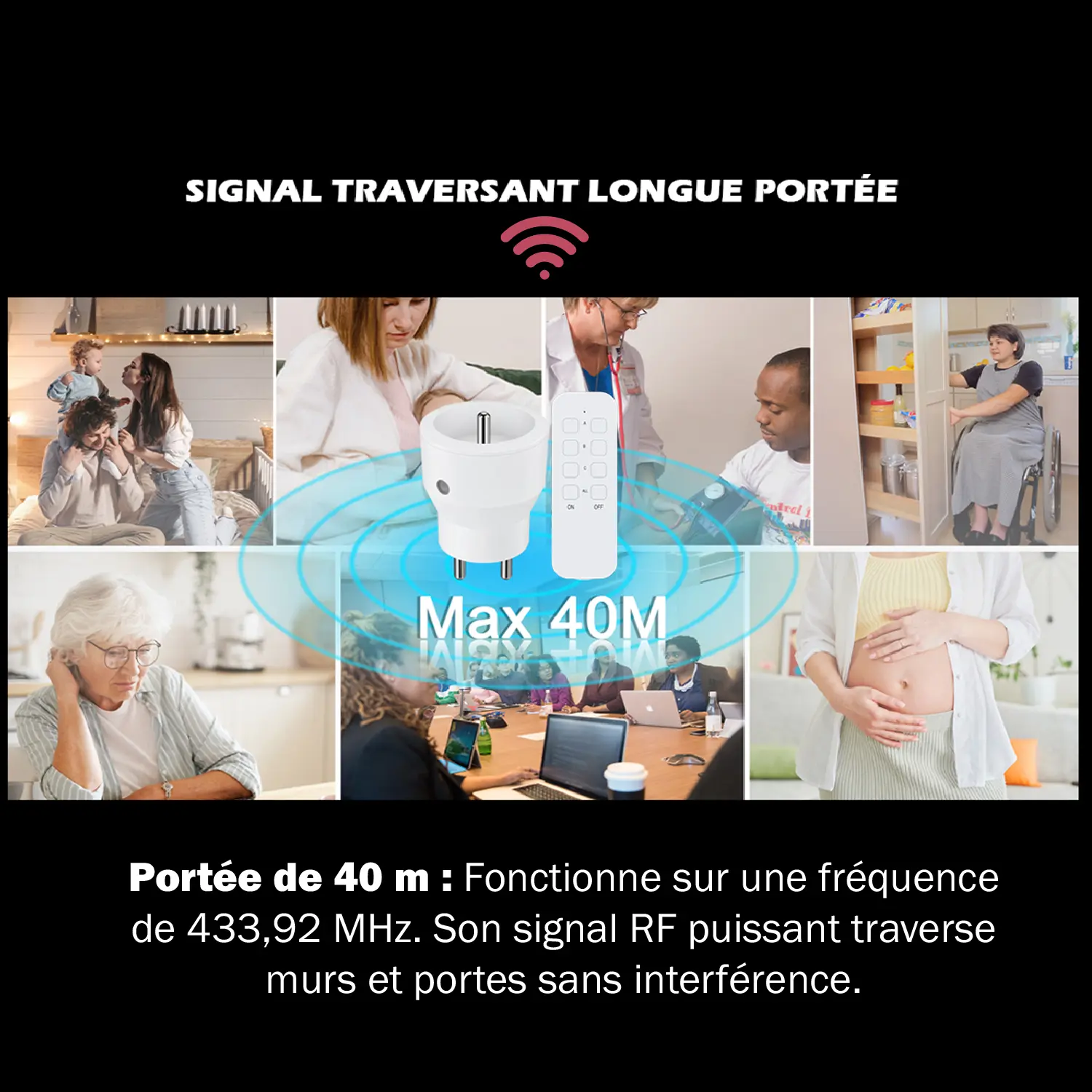 Lot de 3 prises intérieures 2300W télécommandées + Télécommande 3 cannaux – Image 3
