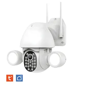 Caméra extérieure connectée wifi rotative 5MP 2 phares LED et carte SD 16 Go