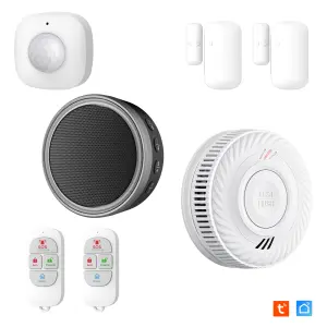 Pack Sécurité intérieure connectée Incendie & Intrusion Kit Alarme connectée Évolutif + Détecteur de Fumée Connecté