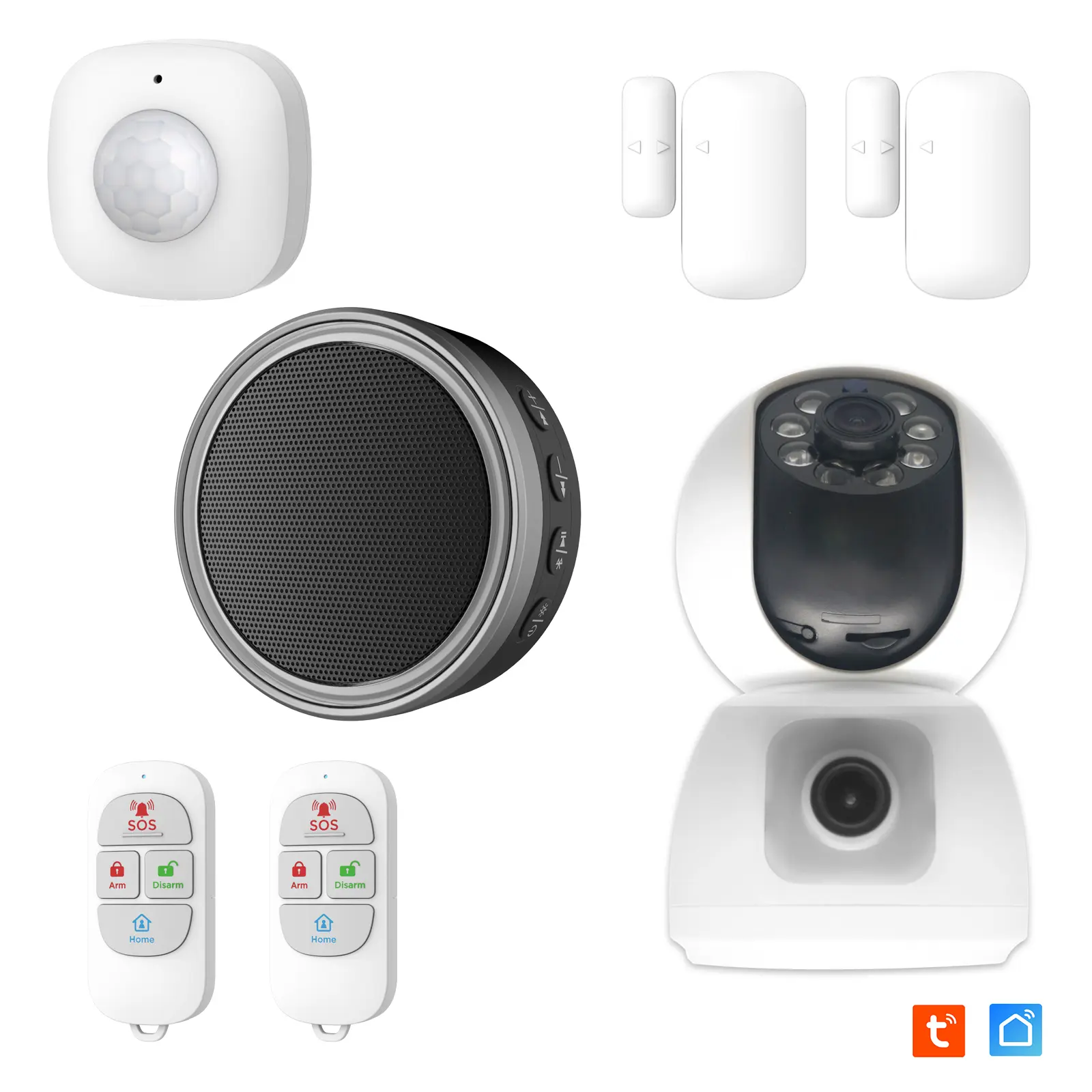 Pack Sécurité intérieure  connectée Vidéosurveillance & Intrusion Kit Alarme connectée Évolutif + Caméra IP Intérieure Rotative Double Objectif 16Go SD inclus