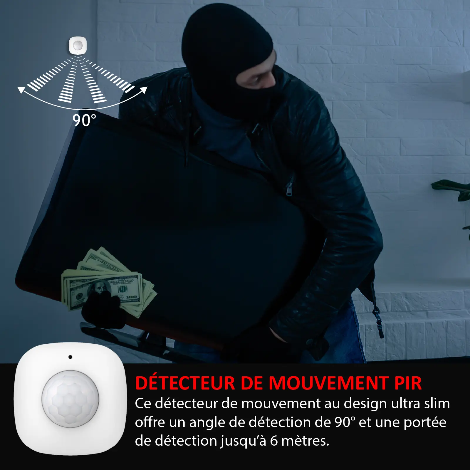 Kit Alarme - Etendu - Évolutif 868 Mhz connecté Wifi 2,4Ghz avec Sirène 90dB Flash LED intégré (6 détecteurs d'ouverture, 3 détecteurs de mouvement, 4 télécommandes) – Image 9