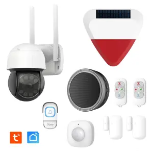 Kit de Sécurité Connecté avec Caméra KYF-CAM-025 + Sirène Extérieure Solaire Autonome