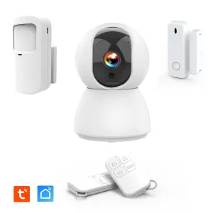 Kit d'Alarme intérieure connecté Évolutif avec Caméra IP PT 4MP avec Sirène intégrée 90 dB