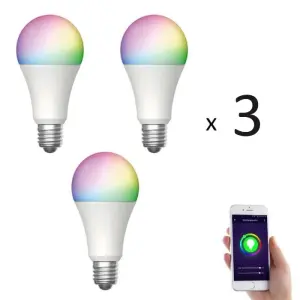 Lot de 3 x Ampoule E27 LED connectée RVB 8,5W >800 lm