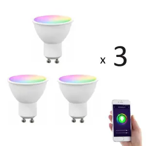 Lot de 3 x Ampoule GU10 LED connectée RVB 4,8W >380 lm