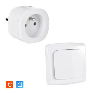 Prise intérieure 3680W connectée (Wifi + Radio fréquence) + Interrupteur ON/OFF Sans Fil compatible - Contrôle à distance & local