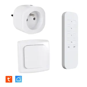 Lot de Prise intérieure 3680W connectée (Wifi + Radio fréquence) + Interrupteur ON/OFF + Télécommande Sans Fil compatible - Contrôle à distance & local