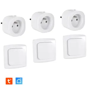 Lot de 3 Prises intérieures 3680W connectées (Wifi + Radio fréquence) + 3 Interrupteurs ON/OFF Sans Fil compatibles - Contrôle à distance & local (Copie)