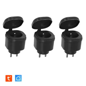 Lot de 3 Prises Extérieures (IP44) 3680W connectées Wifi + Suivi de consommation