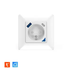 Prise intérieure encastrée 3000W & Ports USB-A + USB-C (20 W) connectée Wifi + Suivi de consommation + Compatible assistants vocaux