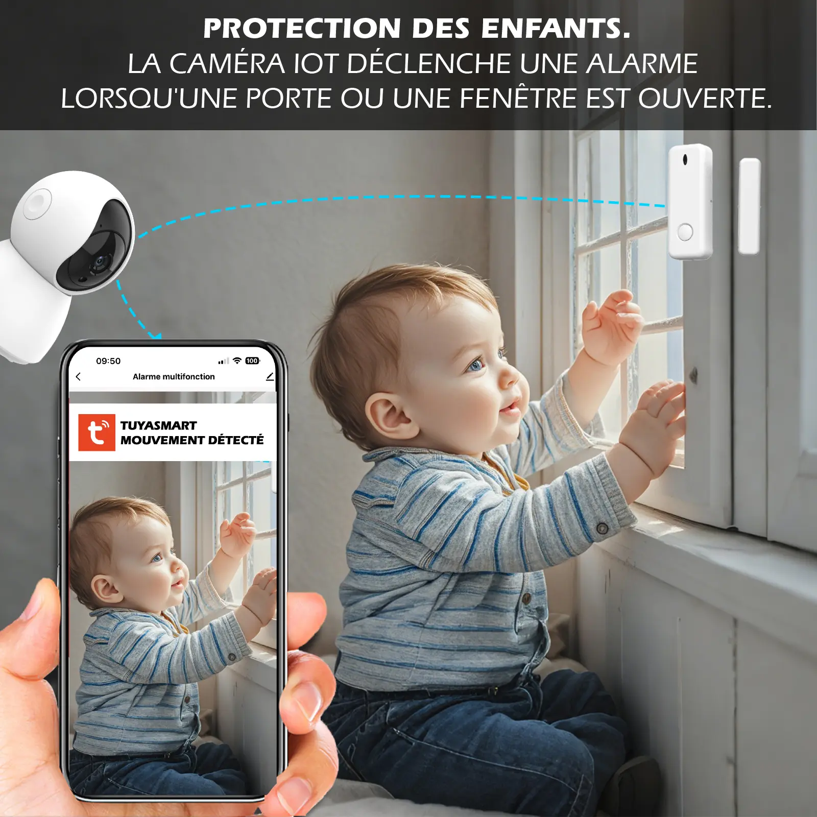 Kit d'Alarme intérieure connecté - Etendu - Évolutif avec Caméra IP PT 4MP avec Sirène intégrée 90 dB – Image 7
