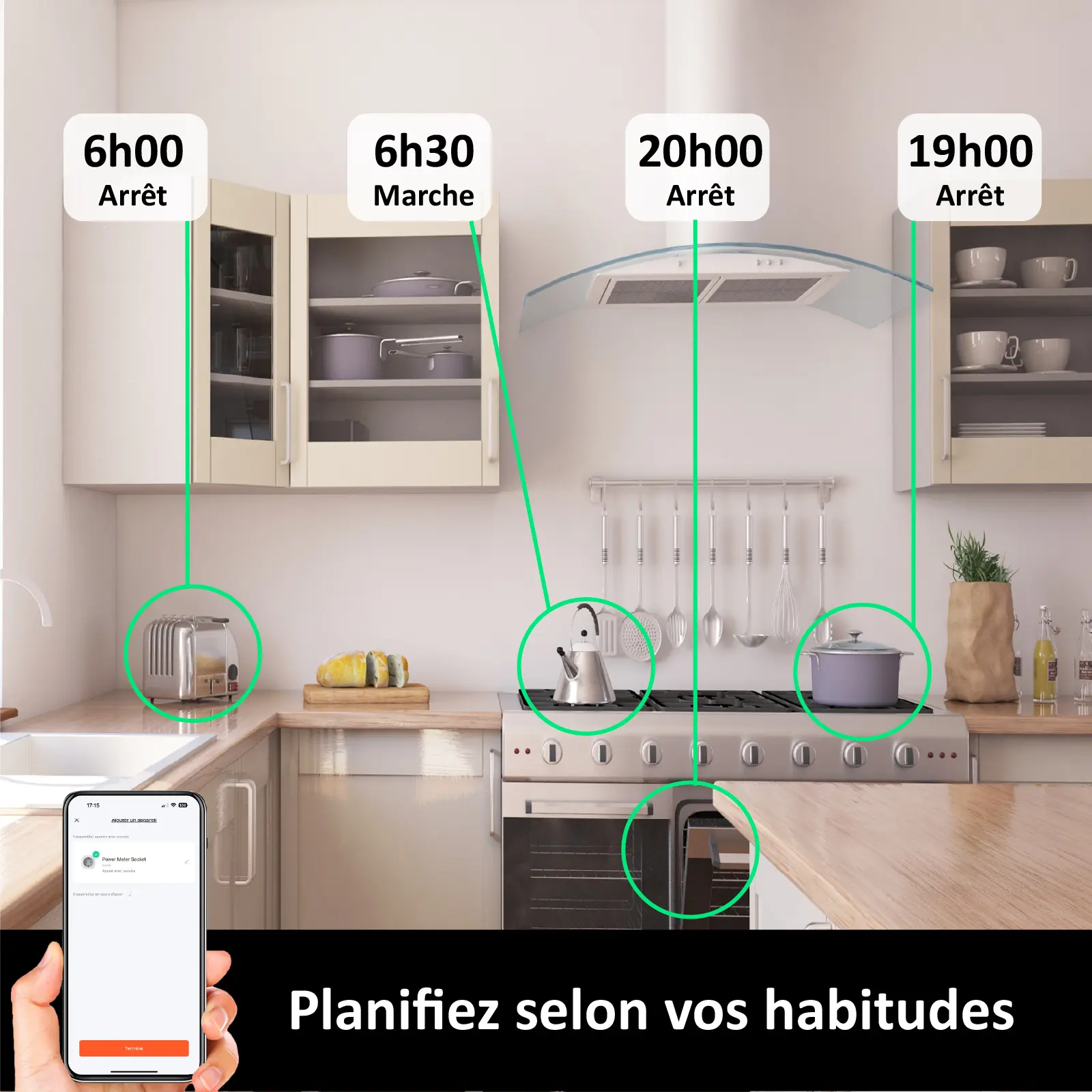 Prise intérieure encastrée 3000W connectée Wifi + Suivi de consommation + Compatible assistants vocaux – Image 4