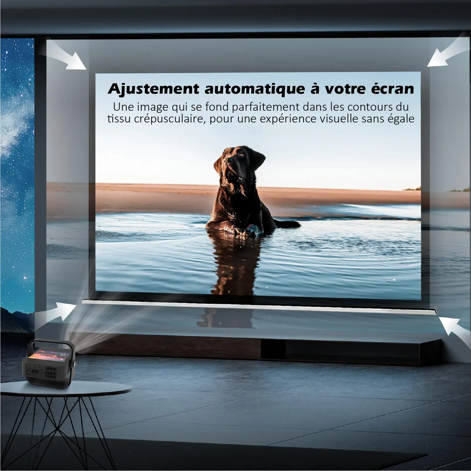 Kit Cinéma Portable KYF – Écran gonflable 100” + Vidéoprojecteur écran tactile Android 12 + 2 enceintes Bluetooth 60W – Image 7