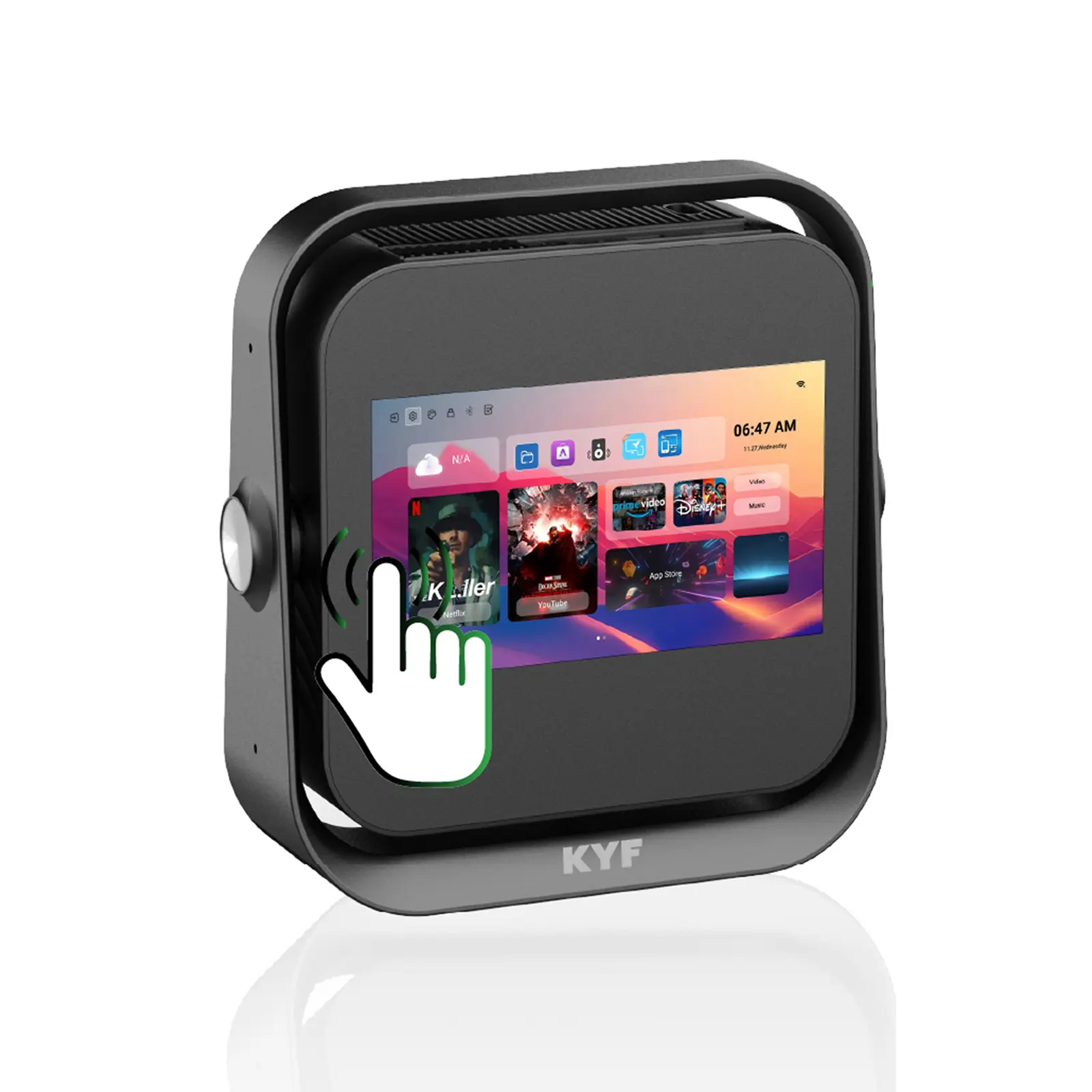 Kit Cinéma Portable KYF – Écran gonflable 100” + Vidéoprojecteur écran tactile Android 12 + 2 enceintes Bluetooth 60W – Image 3