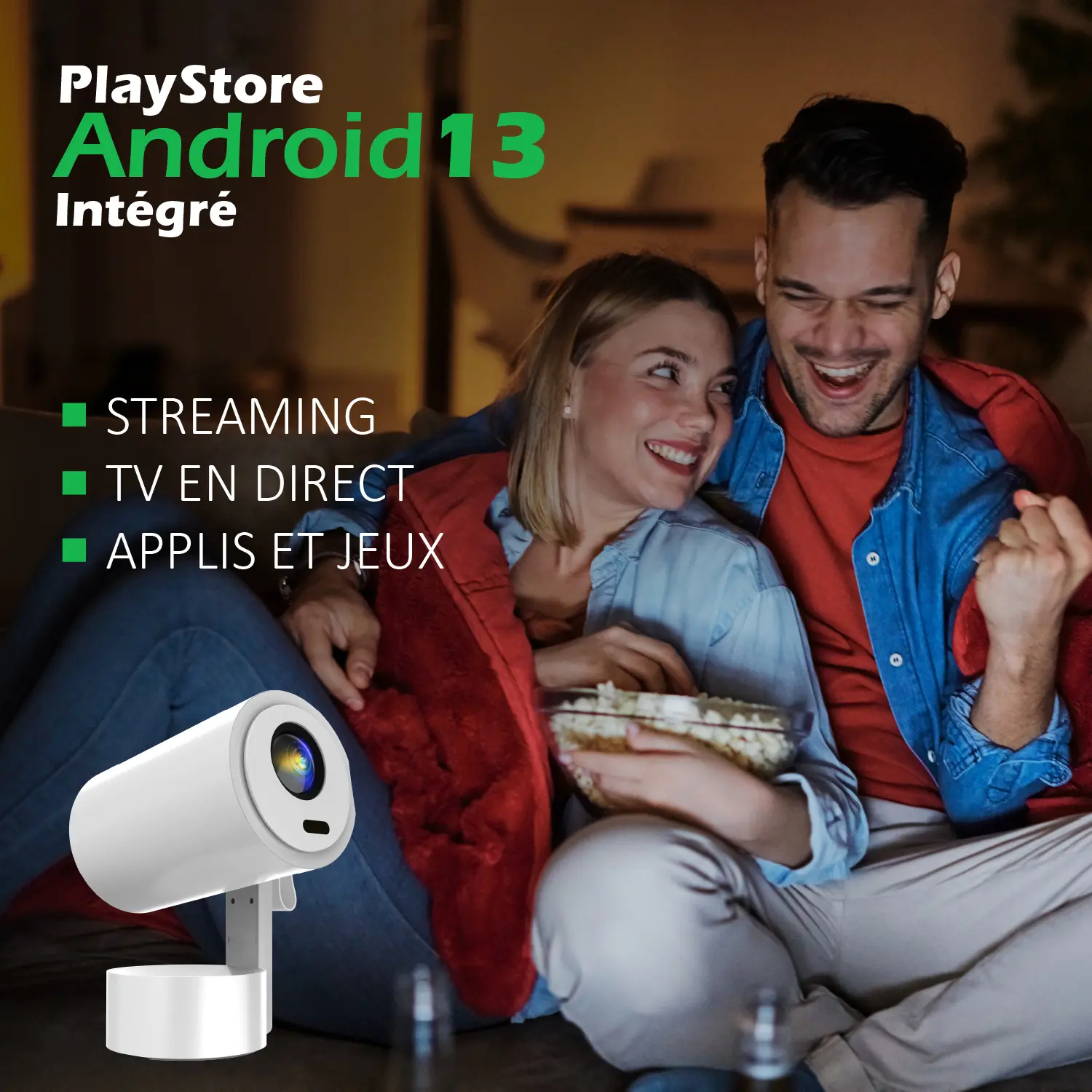 Kit Cinéma Portable KYF – Écran gonflable 100” + Vidéoprojecteur Android 13 rechargeable + 2 enceintes Bluetooth 60W – Image 7
