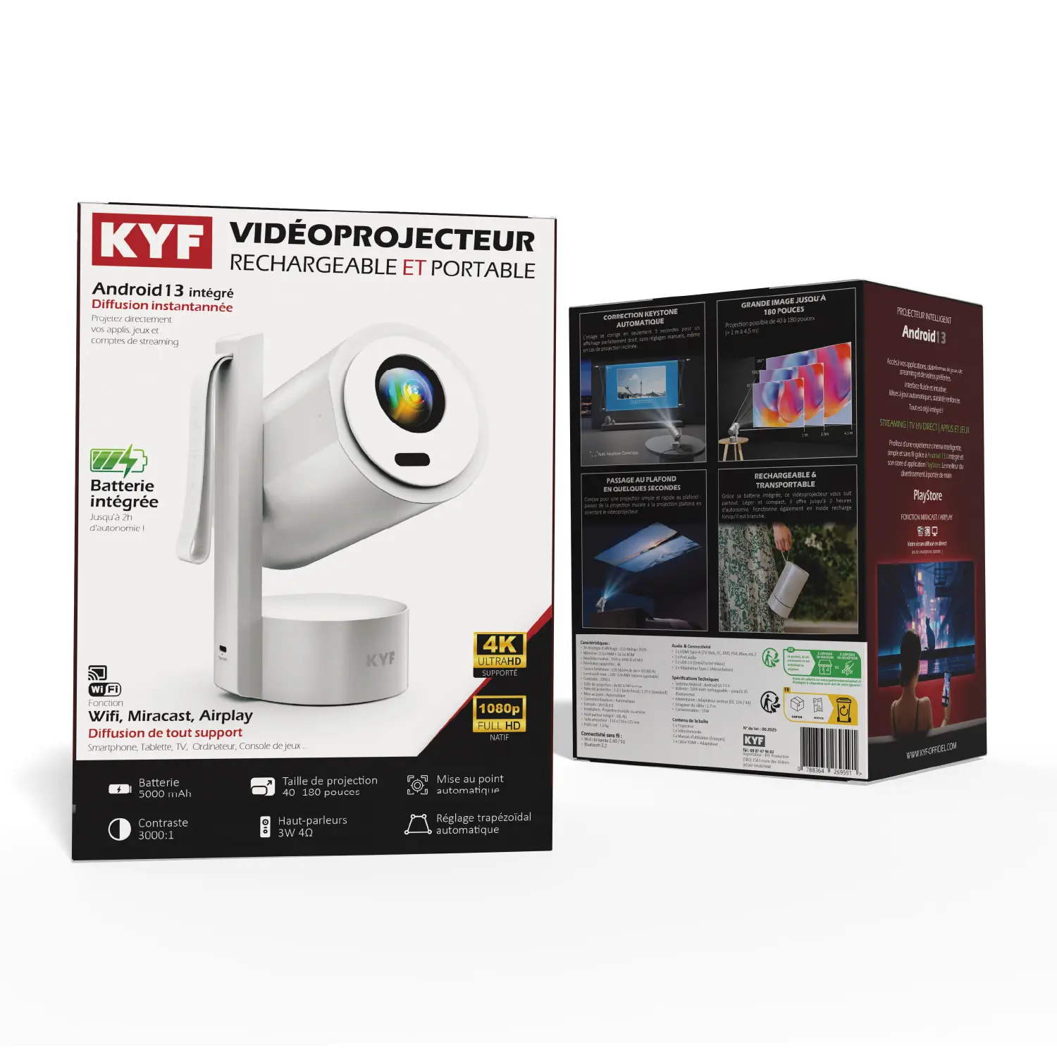 Vidéoprojecteur Android 13 Full HD 1080p, Portable & Rechargeable – 220 ANSI Lumens, Batterie 5000mAh – Image 12