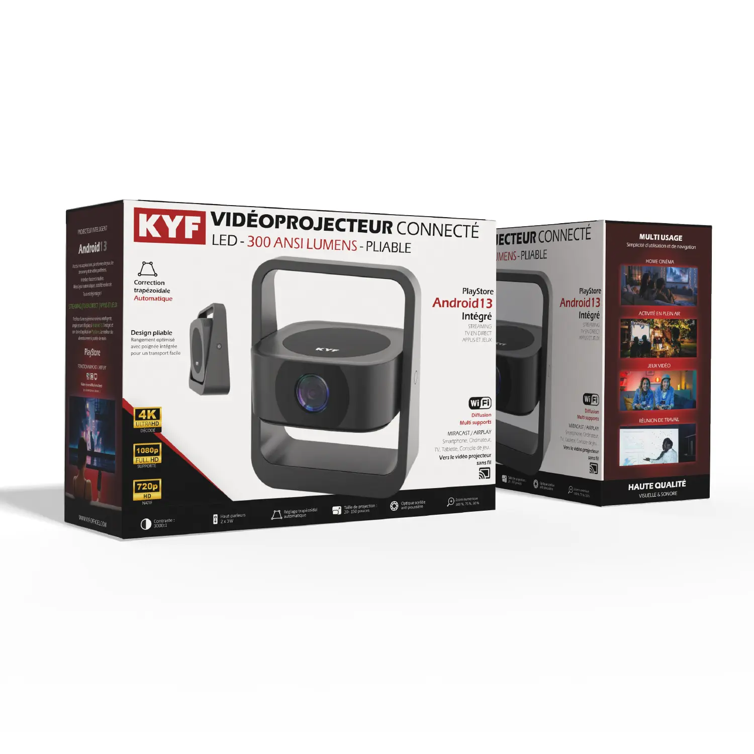 Vidéoprojecteur & Pliable et Compact - Android 13 – HD 720p, 300 ANSI, Autofocus & Keystone Auto – Image 5
