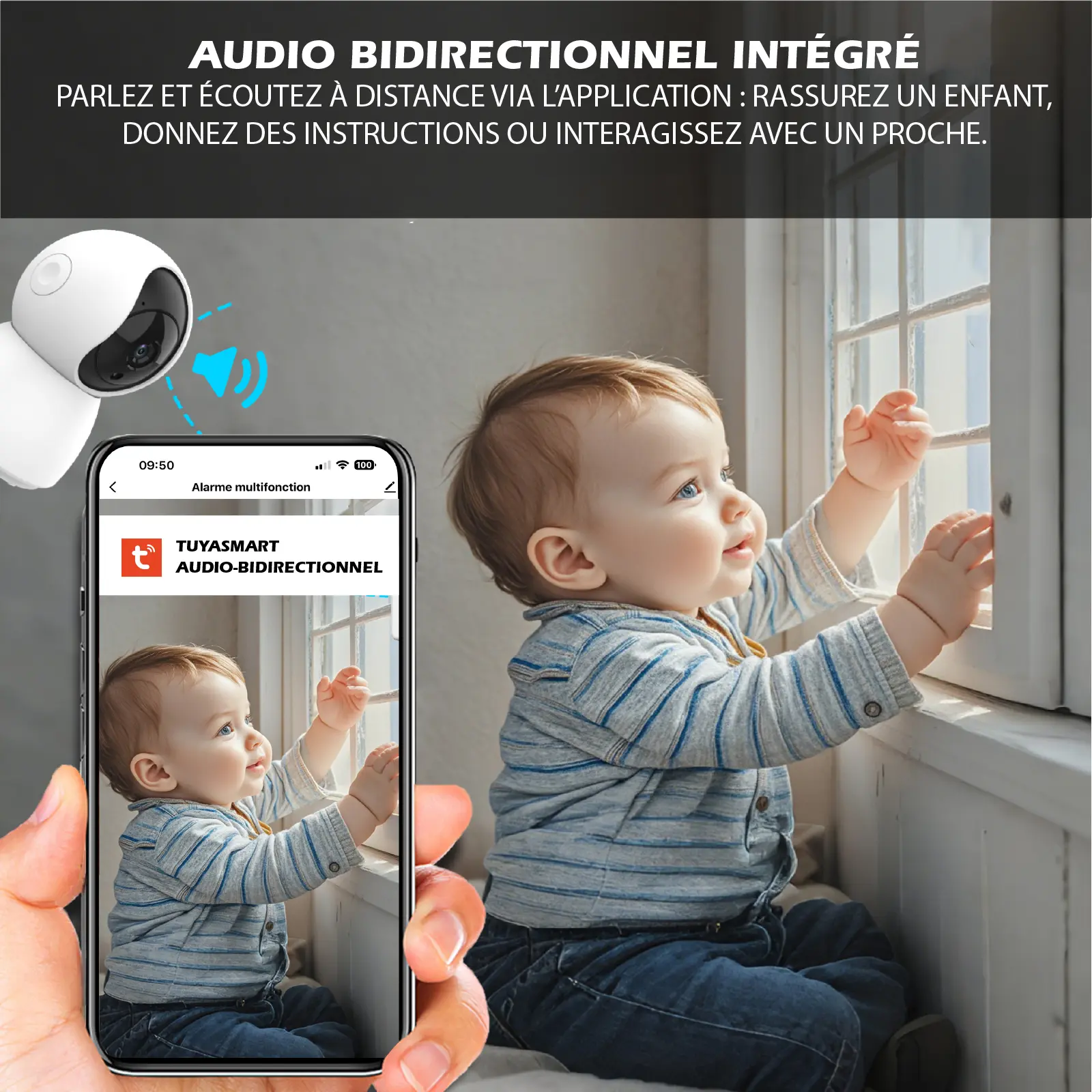 Caméra IP - Intérieure Rotative PT motorisée 4MP avec Sirène intégrée 90 dB – Wi-Fi Dual-Band – Image 4