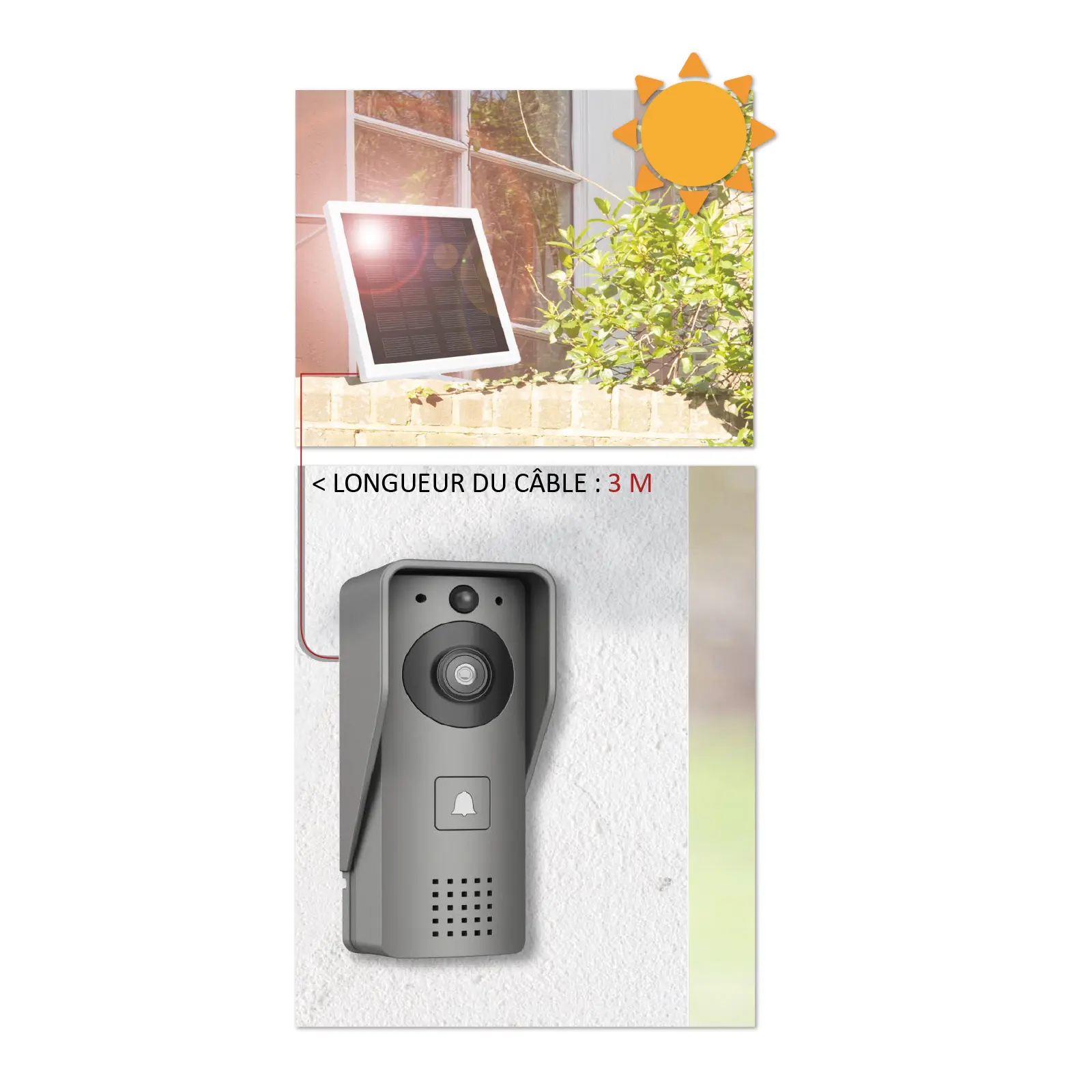 Portier Vidéo Solaire connecté Wifi avec Carillon intérieur 60 mélodies - Contrôle vocal – Image 4