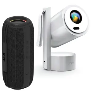 KIT CINÉMA PORTABLE KYF – Vidéoprojecteur Android 13 Full HD Rechargeable + Enceinte Bluetooth 60W Étanche RVB