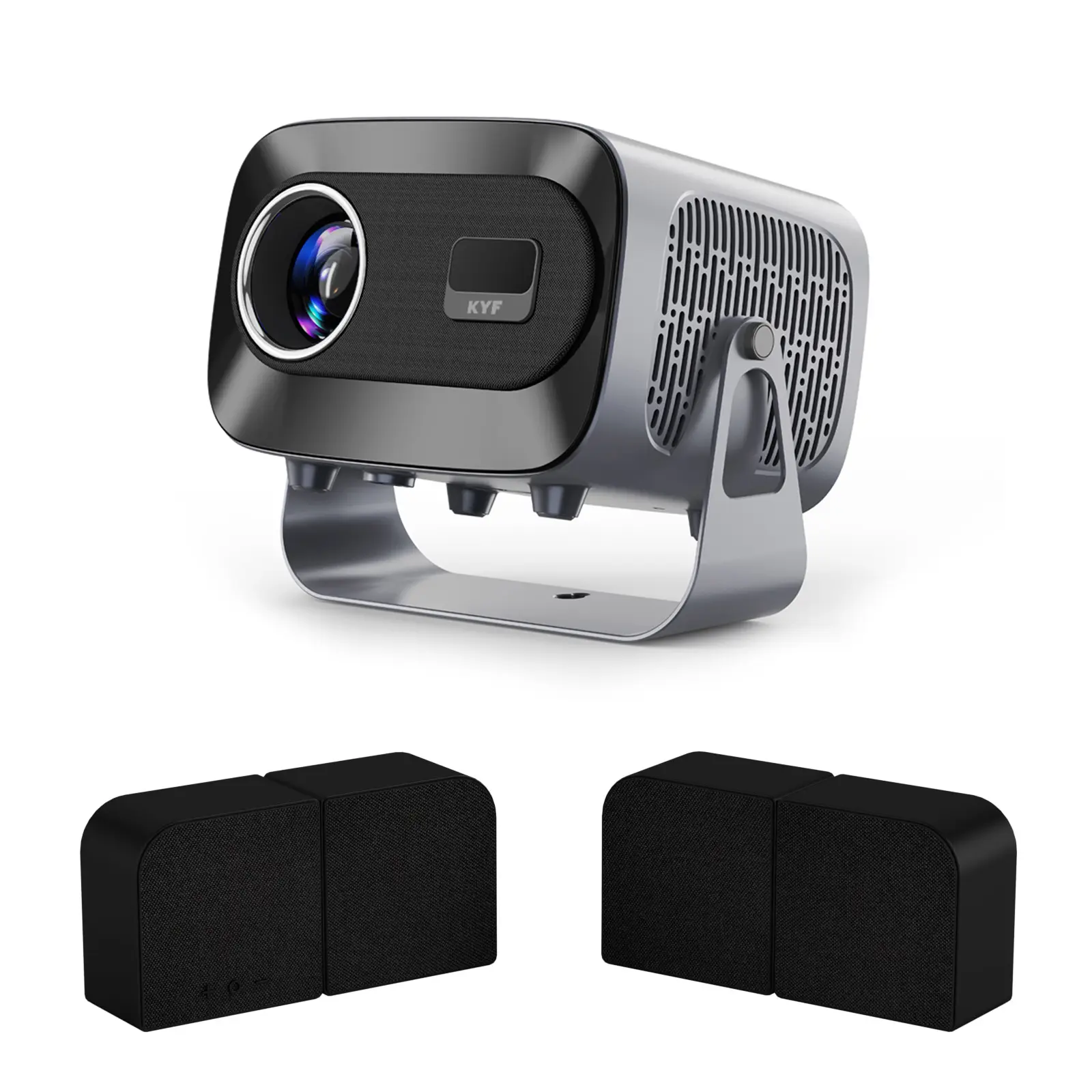 Kit Cinéma KYF – Vidéoprojecteur Android 13 HD + Mur d’Enceintes Bluetooth Modulables 20W