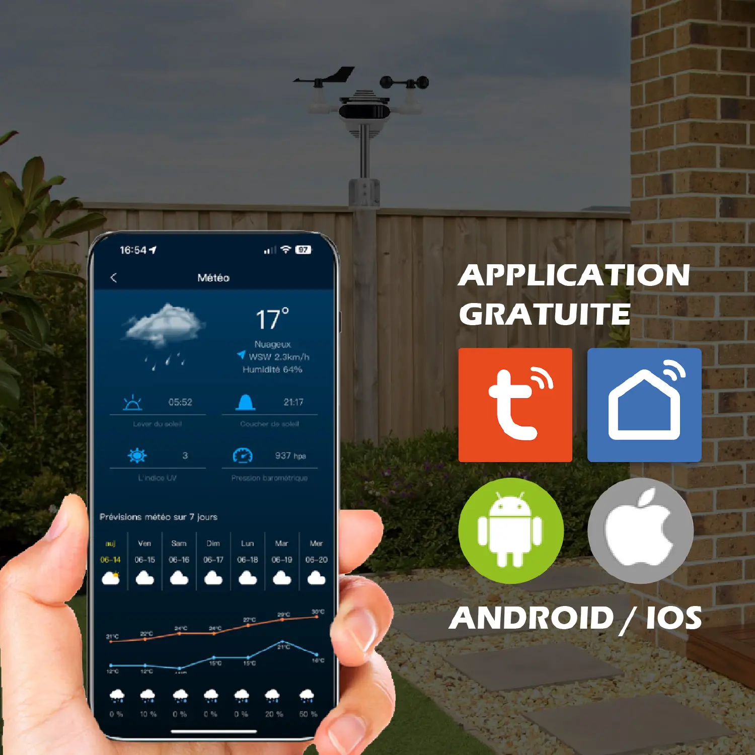 Station Météo professionnelle connectée Wifi – 8 en 1 – Image 4