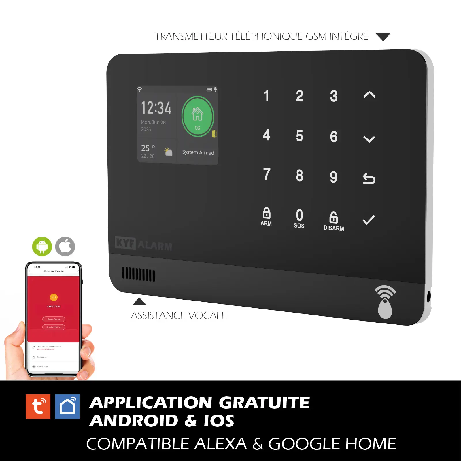 Système d'alarme connecté Wifi et/ou 4G - Détection d’ouverture & de mouvement - Transmetteur GSM vocal - Sécurité intelligente évolutive, Compatible Alexa & Google – Image 2