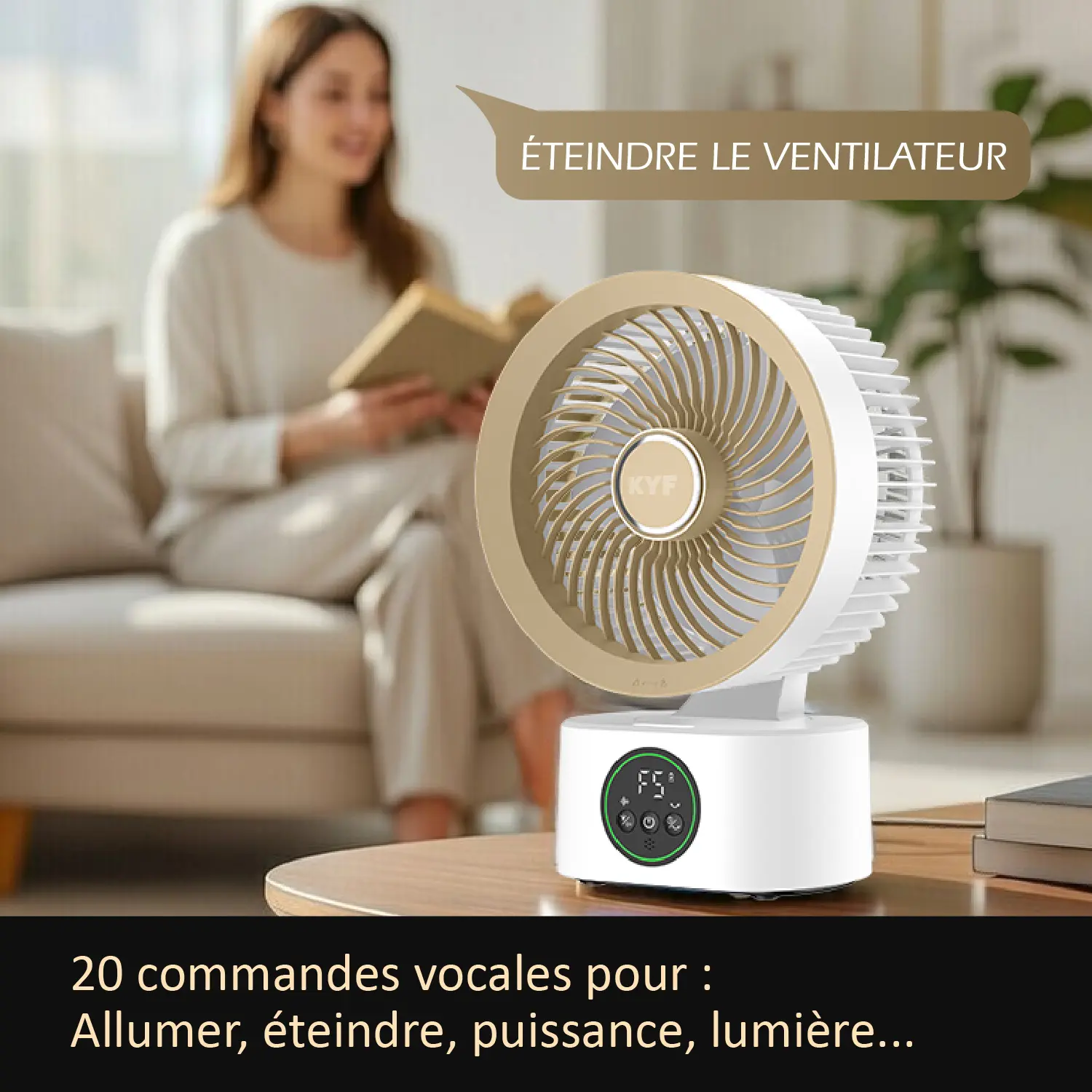 Ventilateur Intelligent Portable Ultra silencieux - Rechargeable - Contrôle vocal - Double éclairage nocturne - Aromathérapie intégrée – Image 6