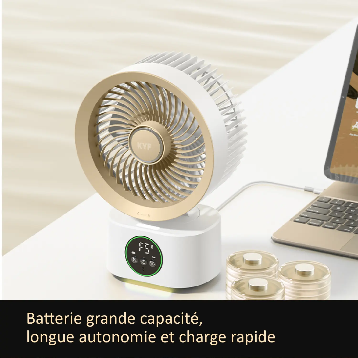 Ventilateur Intelligent Portable Ultra silencieux - Rechargeable - Contrôle vocal - Double éclairage nocturne - Aromathérapie intégrée – Image 2