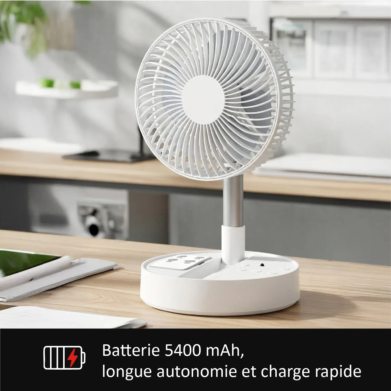 Reconditonné KYF - Ventilateur Portable Téléscopique avec Télécommande - Silencieux - Rechargeable - Design Flexible – Image 4