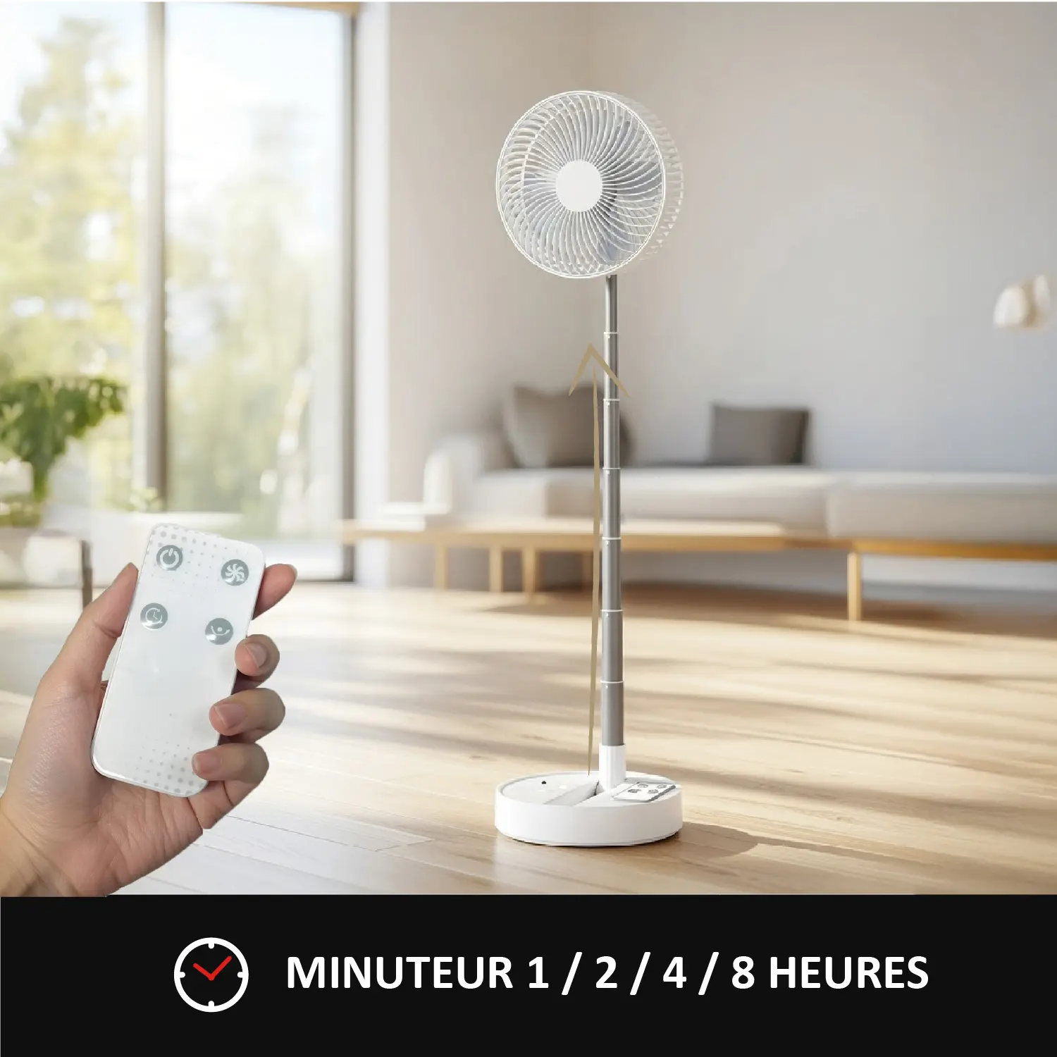 Reconditonné KYF - Ventilateur Portable Téléscopique avec Télécommande - Silencieux - Rechargeable - Design Flexible – Image 5