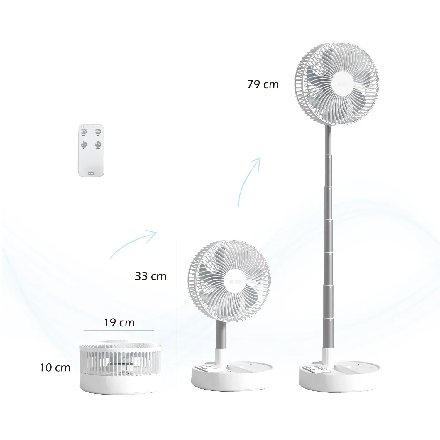 Reconditonné KYF - Ventilateur Portable Téléscopique avec Télécommande - Silencieux - Rechargeable - Design Flexible – Image 7