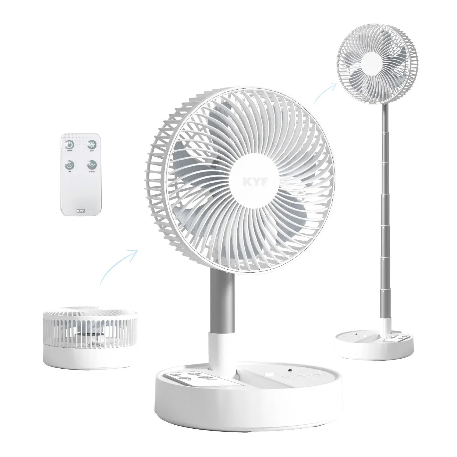Reconditonné KYF - Ventilateur Portable Téléscopique avec Télécommande - Silencieux - Rechargeable - Design Flexible