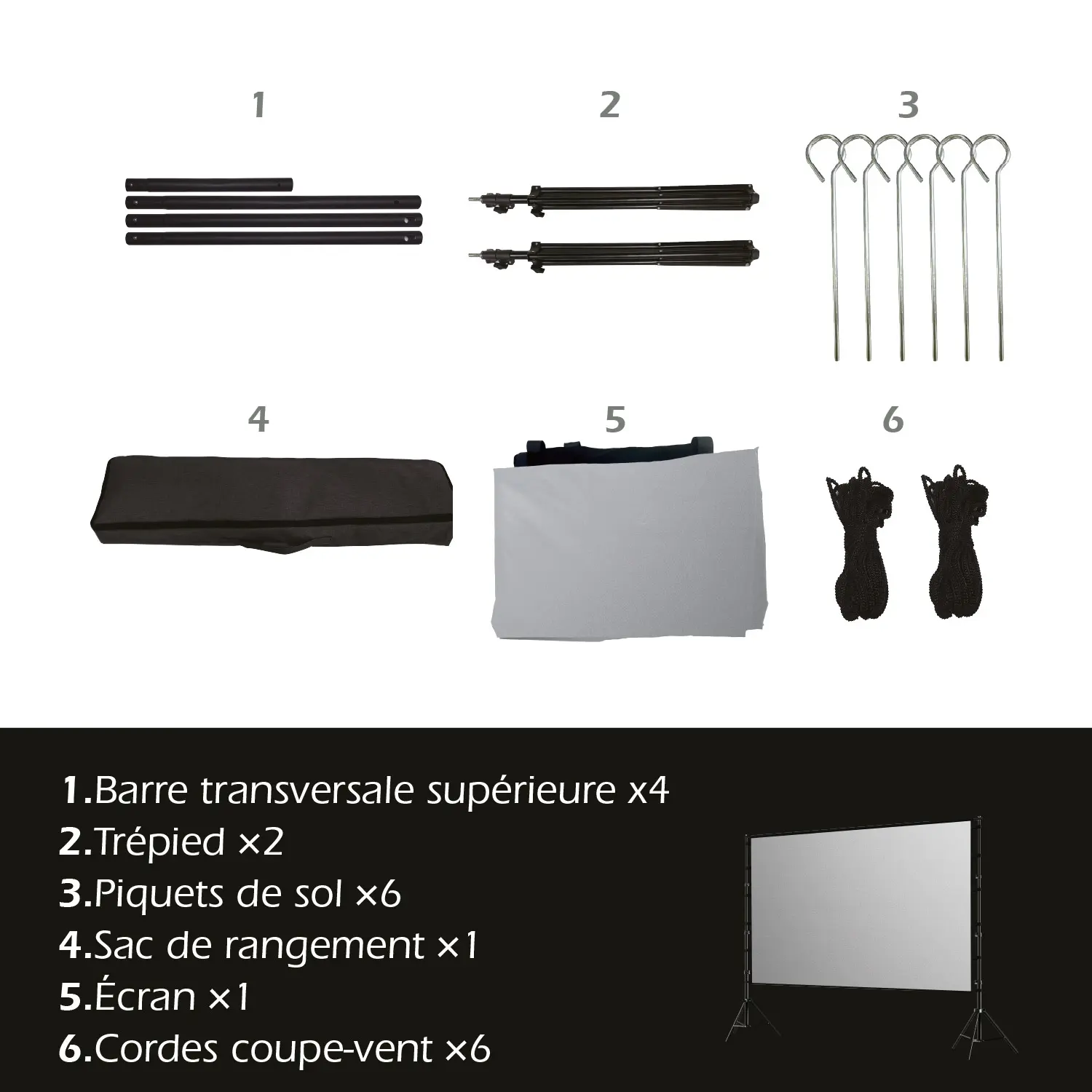 Écran de Projection 100" avec Supports trépied – ALR Haute Performance – Pliable & Portable – Image 6