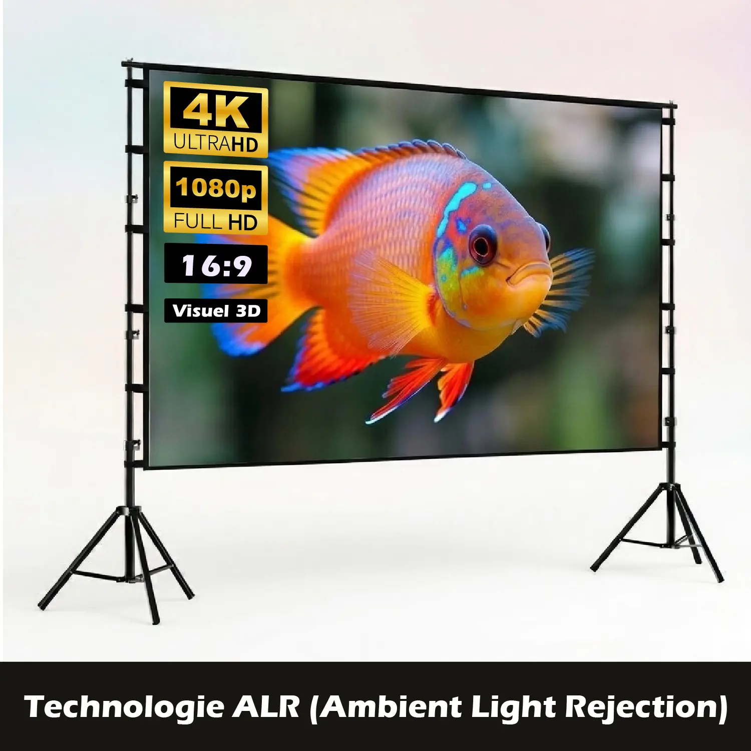 Écran de Projection 100" avec Supports trépied – ALR Haute Performance – Pliable & Portable – Image 2